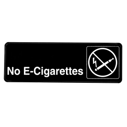 Alpine No E-Cigarettes Signs, 3" x 9", Black, Pack Of 15 Signs