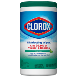 Clorox Disinfecting Wipes, Bleach-Free Cleaning Wipes - Wipe - Fresh Scent - 75 / Canister - 450 / Carton - White