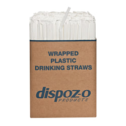D&W Dispoz-o 7-3/4" Straws - 7.8" Length - Polypropylene - 1600 / Carton - Translucent