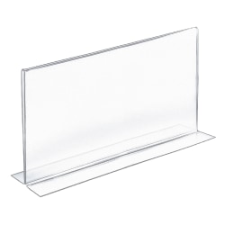 Azar Displays Double-Foot Acrylic Sign Holders, 8 1/2" x 14", Clear, Pack Of 10