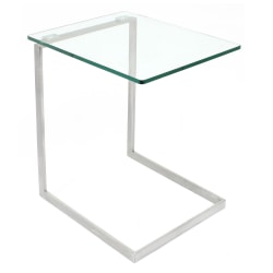 Lumisource Zenn Square End Table, Clear/Chrome