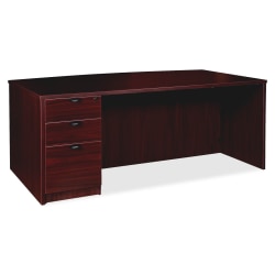 Lorell® Prominence 2.0 72"W Bow-front Left-Pedestal Computer Desk, 95% Recycled, Mahogany