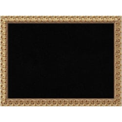 Amanti Art Florentine Non-Magnetic Cork Bulletin Board, 31" x 23", Black, Gold Wood Frame
