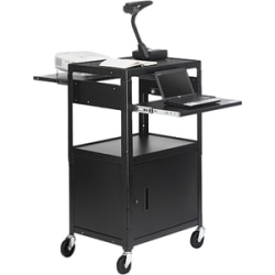 Bretford CA2642DNS-E5 Multimedia Cabinet Cart - Up to 20" Screen Support - 3 x Shelf(ves) - Hinged Door - 43" Height x 24" Width x 18" Depth - Steel - Black