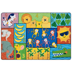 Carpets for Kids® Pixel Perfect Collection™ Jungle Jam Counting and Seating Rug, 6' x 9', Multicolor