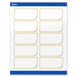 Avery® Printable Labels With Sure Feed® Technology, S00-DMZ-PRWGP10, Rectangle, 2" x 4", Glossy White, Preprinted Double Gold Border with Florals Design, Pack Of 100