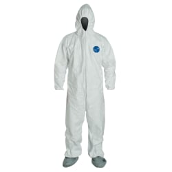 DuPont™ Tyvek® Coveralls With Attached Hood And Boots, 5X, White, Pack Of 25 Coveralls