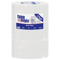 Tape Logic® Color Duct Tape, 3" Core, 3" x 180', White, Case Of 3