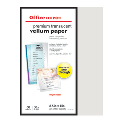 Office Depot® Brand Premium Translucent Vellum Paper, 8 1/2" x 11", 30 LB., Pack of 50 Sheets
