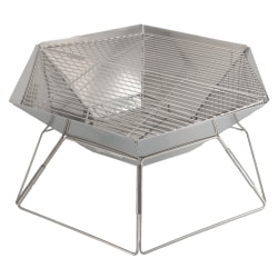 Brentwood® Stainless Steel Portable Folding Charcoal BBQ Grill and Outdoor Fire Pit with Carry Bag, 20-In., BB-6X20SS