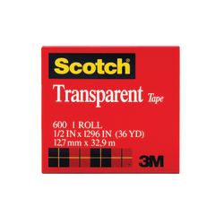 Scotch Transparent Tape, 1/2" x 1296", Clear