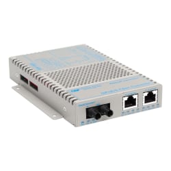 Omnitron OmniConverter GPoE/S - Fiber media converter - GigE - 10Base-T, 100Base-FX, 100Base-TX, 1000Base-T, 1000Base-X - RJ-45 / ST multi-mode - up to 1800 ft - 850 nm