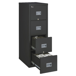 FireKing® Patriot 17-3/4"D Vertical 4-Drawer Fireproof File Cabinet, Metal, Black, White Glove Delivery