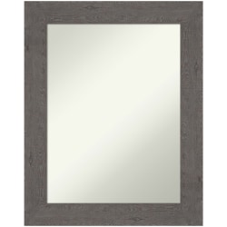Amanti Art Non-Beveled Rectangle Framed Bathroom Wall Mirror, 29-1/2" x 23-1/2", Rustic Plank Gray