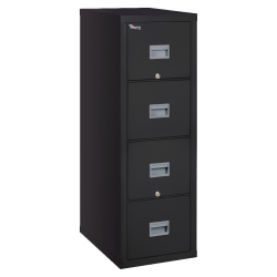 FireKing® Patriot 20-3/4"D Vertical 4-Drawer Fireproof File Cabinet, Metal, Black, White Glove Delivery