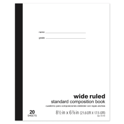 Office Depot® Brand Standard Composition Book, 6 7/8" x 8 1/2", Wide Ruled, 20 Sheets