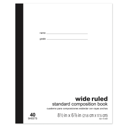 Office Depot® Brand Standard Composition Book, 6 7/8" x 8 1/2", Wide Ruled, 40 Sheets