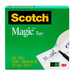 Scotch® Magic™ 810 Tape, 1/2" x 1,296", Clear