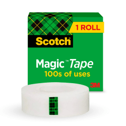 Scotch® Magic™ Tape, Invisible, 1 Tape Roll, 3/4 in x 1296 in, Home Office Supplies and School Supplies for College and Classrooms