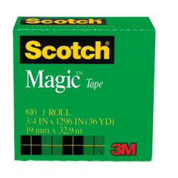 Scotch Magic Tape, Invisible, 3/4 in x 1296 in, 1 Tape Roll, Clear, Home Office and School Supplies