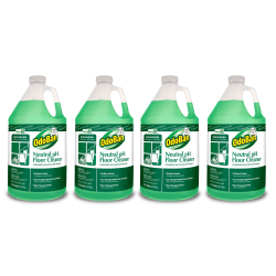 OdoBan Professional Series Neutral pH No-Rinse Floor Cleaner Concentrate, 1 Gallon, Green, Pack Of 4 Jugs