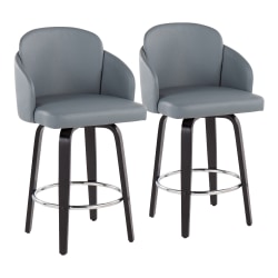 LumiSource Dahlia Faux Leather Counter Stools, Gray/Black, Set Of 2
