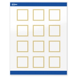 Avery® Print-To-The-Edge Labels With Sure Feed® Technology, S00-DJA-PRWGP10, Square, 2" x 2", Glossy White, Preprinted Gold Beads Design, Pack Of 120