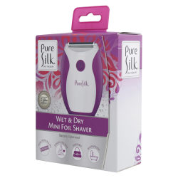 PURE SILK Wet And Dry Mini Foil Shaver, 4" x 1/8" x 1", Pink/White