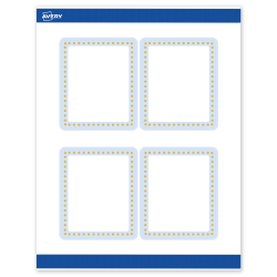 Avery® Print-To-The-Edge Labels With Sure Feed® Technology, S00-DMC-PRWMP10, Rectangle, 4" x 3-1/3", Matte White, Preprinted Blue Border with Gold Dots Design, Pack Of 40