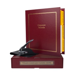 Custom LLC Corporate Kit, 1-1/2" Red Binder, 20 Blue Stock Certificates,1-5/8" Corporate Seal Embosser