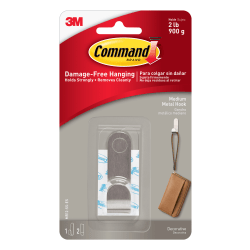 3M Command Modern Removable Metal Hook, Medium, Silver