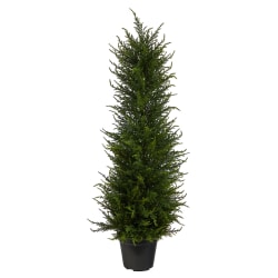 Nearly Natural Cypress Tree 2-1/2'H Artificial Plant With Planter, 30"H x 7"W x 7"D, Green/Black