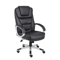 Boss Office Products Ergonomic LeatherPlus™ Bonded Leather Chair, Black/Chrome