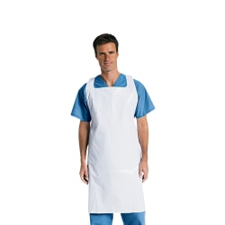 Medline Protective Midweight Polyethylene Disposable Aprons, 28" x 46", White, Box Of 50