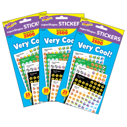 Trend superShapes Stickers, Very Cool!, 2,500 Stickers Per Pack, Set Of 3 Packs