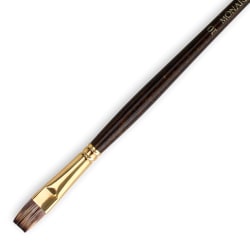Winsor & Newton Monarch Long-Handle Paint Brush, Size 10, Flat Bristle, Synthetic, Brown