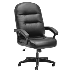HON® Pillow-Soft® Ergonomic Bonded Leather Executive Chair With Fixed Loop Arms, Black, HON2095HPWST11T