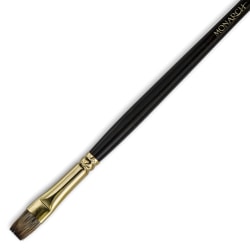 Winsor & Newton Monarch Long-Handle Paint Brush, Size 8, Flat Bristle, Synthetic, Brown