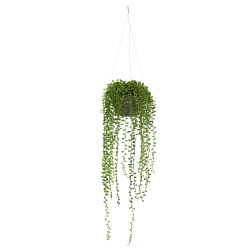 Nearly Natural String Of Pearl 21"H Artificial Plant With Hanging Basket, 21"H x 6"W x 6"D, Green