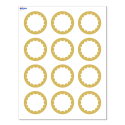 Avery® Print-To-The-Edge Labels With Sure Feed® Technology, S00-D1W-PRWMP10, Round, 2", Matte White, Preprinted Gold Dots Edge Design, Pack Of 120