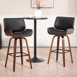 Glamour Home Beate Faux Leather Barstool With Back, Black/Brown