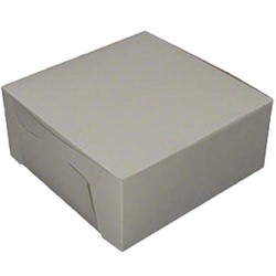 White Bakery Boxes, Cake/Donut, 9" x 9" x 4", Case Of 200