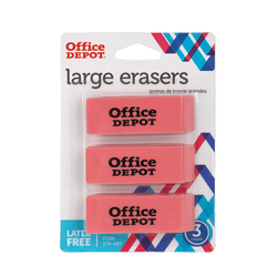 Office Depot® Brand Beveled Erasers, Pink, Pack Of 3 Erasers