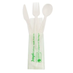 Stalk Market Compostable Assorted Cutlery, 6-1/2", White, Box Of 250 Pieces