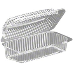 Inline Plastics Hinged Plastic Hoagie Containers, 3 1/4"H x 9"W x 5"D, Clear, Case Of 200