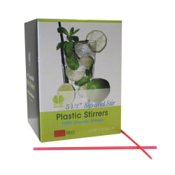 Goldmax Sip-N-Stir Beverage Straws, 5 1/2", Red, Case Of 1,000