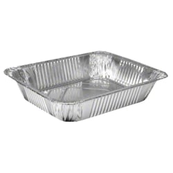 HFA Half Size Foil Pans, 128 Oz, 12 3/4" x 10 3/8" x 3 3/16", Silver, Carton Of 100