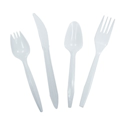 Goldmax Medium-Weight Flexible Plastic Utensils, Knives, White, Case Of 1,000