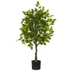 Nearly Natural 39"H Ficus Artificial Tree, 39"H x 12"W x 12"D, Black/Green