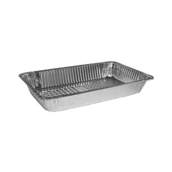 HFA Full Size Foil Pans, 343 Oz, 20 3/4" x 12 13/16" x 3 3/16", Silver, Carton Of 50